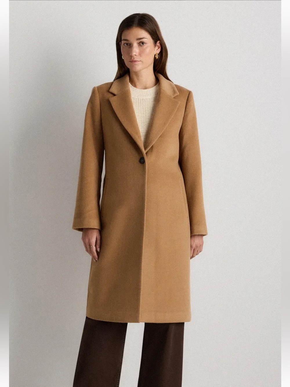 QUINCE NWT Wool Cashmere single button coat Caramel size M
